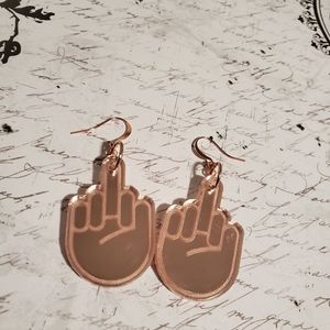 Rose Gold Acrylic Finger Flipping Earrings 1 1/2"